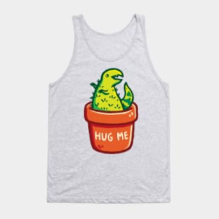 Cute T-Rex Dinosaur Cactus in a Planter & Hug Me Typography Tank Top